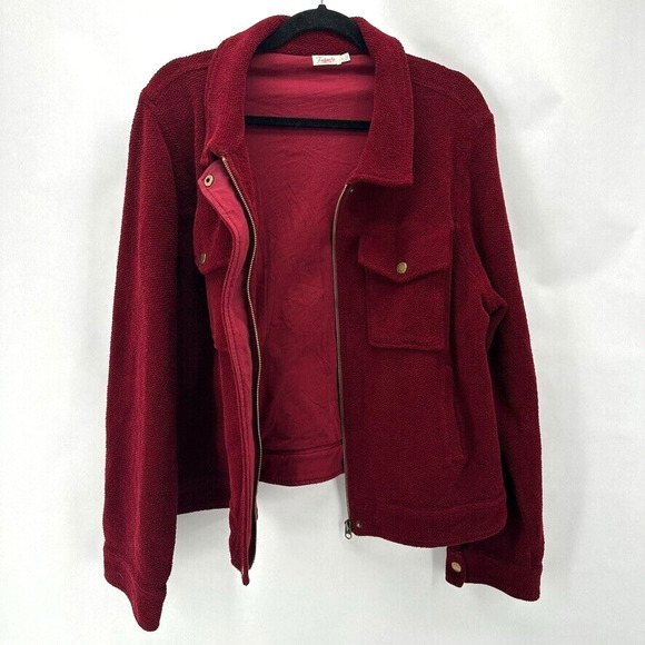 FAHERTY Textured Plush Jacket Womens XL Red Chore Barn Preppy Outdoor Ranch Farm - Picture 9 of 11